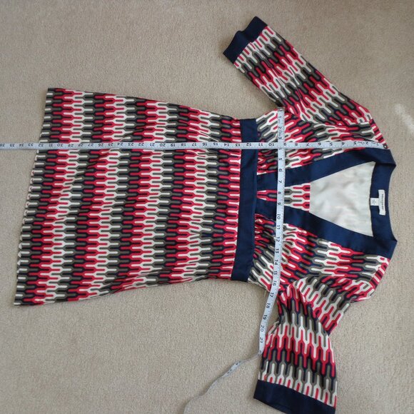 Banana Republic Womens Dress Geometric Print Side Zip‎ Red Blue White Lined Sz 4 - Picture 4 of 9
